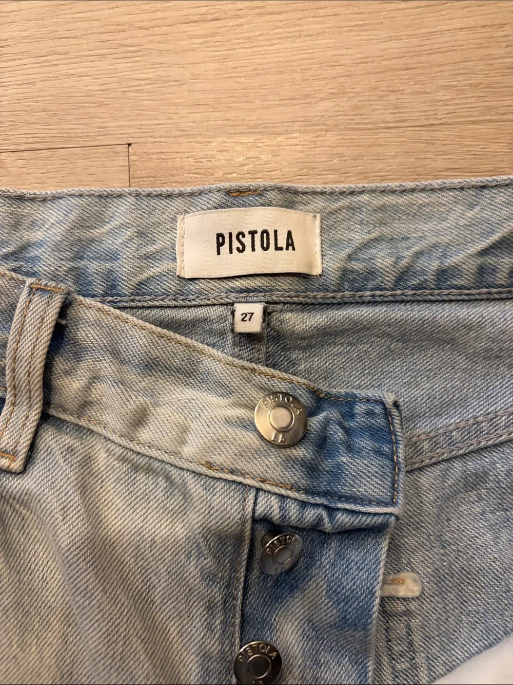 PISTOLA Light Wash High Rise Wide Leg Cuffed Jeans Size 27